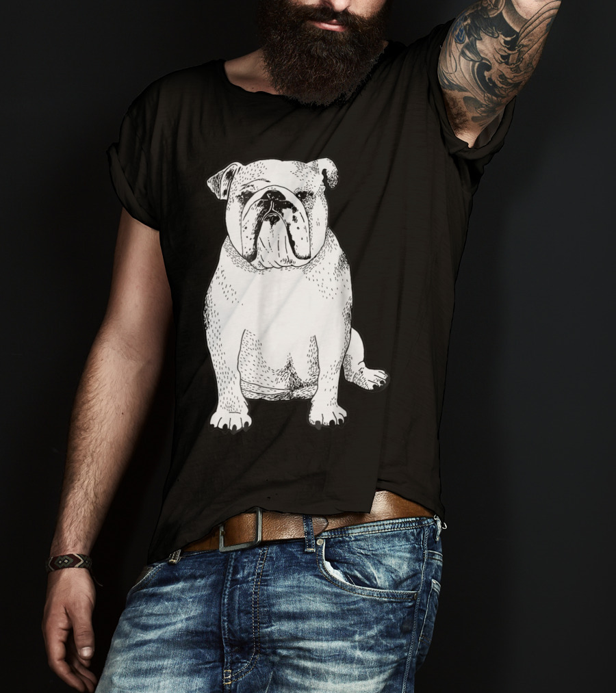 English Bulldog Dog Lover Owner Art Sketch T-Shirt