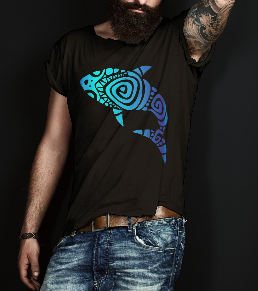 Hawaii Mano Tribal Shark Lover Week Spiral T-Shirt