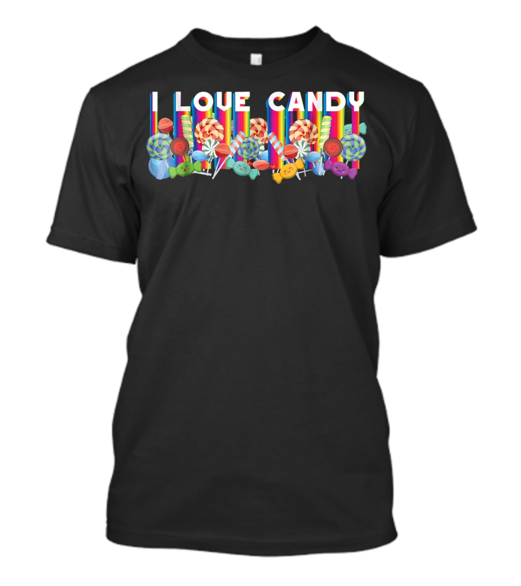 I Love Candy With Halloween Lollipops And Rainbow Candy Colors T-Shirt