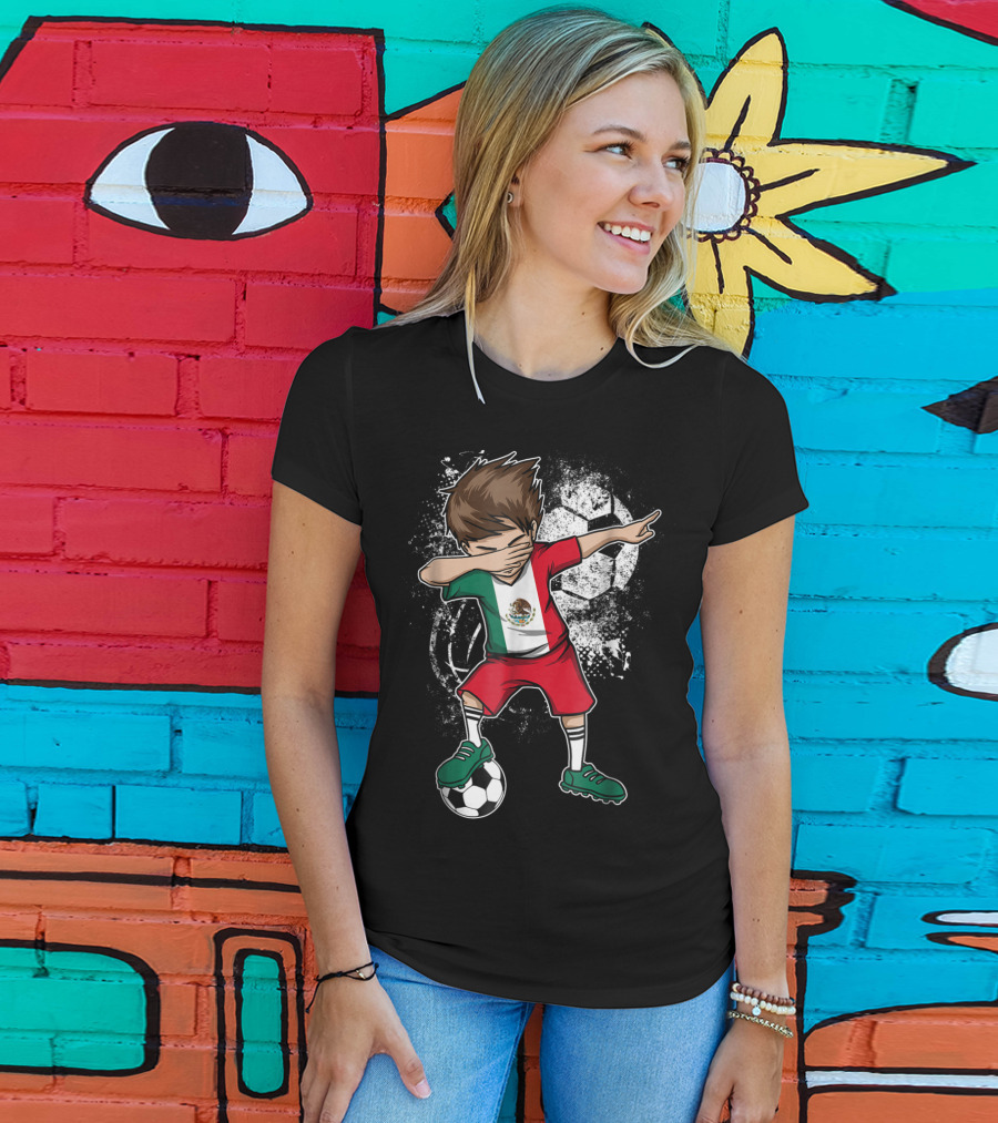 Dabbing Boy Mexico Soccer Mexican Jersey Football Player T-Shirt