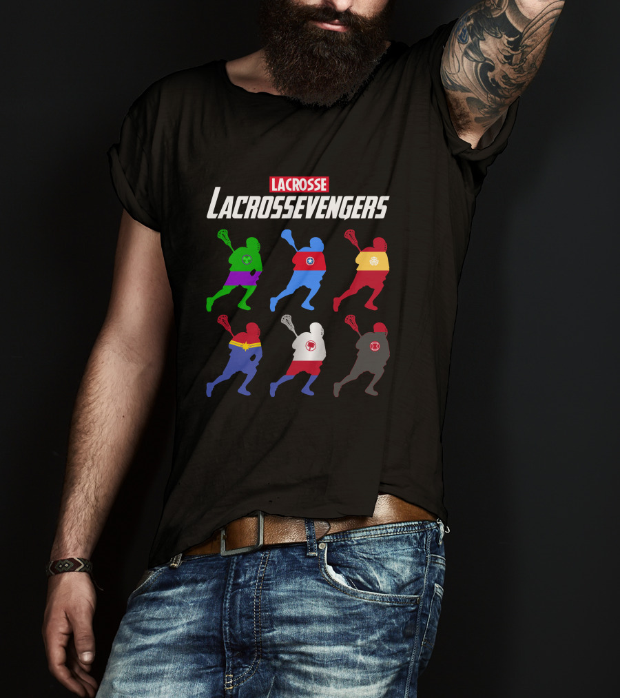 Lacrosse Avengers Superheroes Team Silhouettes T-Shirt