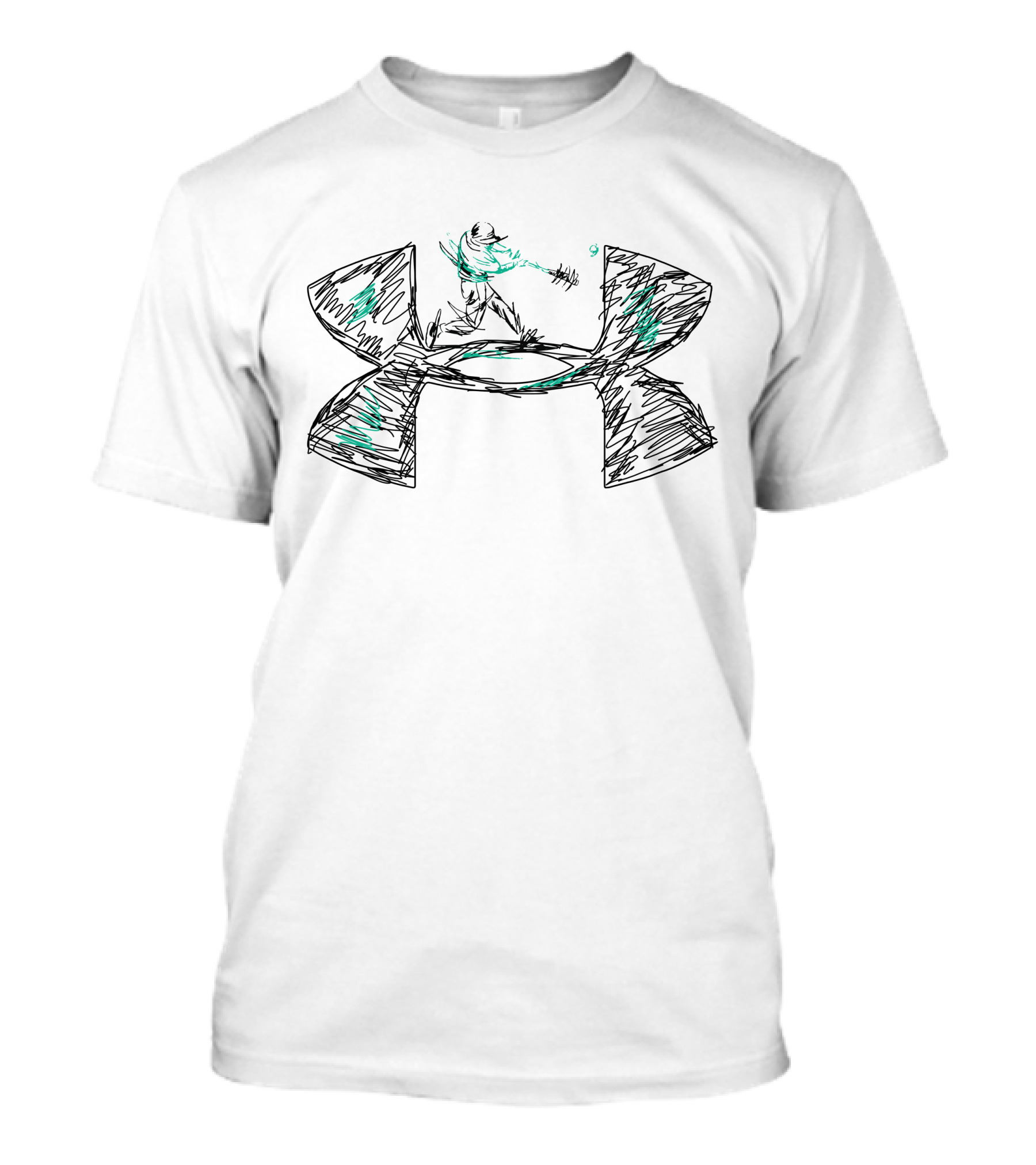 Baseball Batter Under Armour Logo Sketch T-Shirt