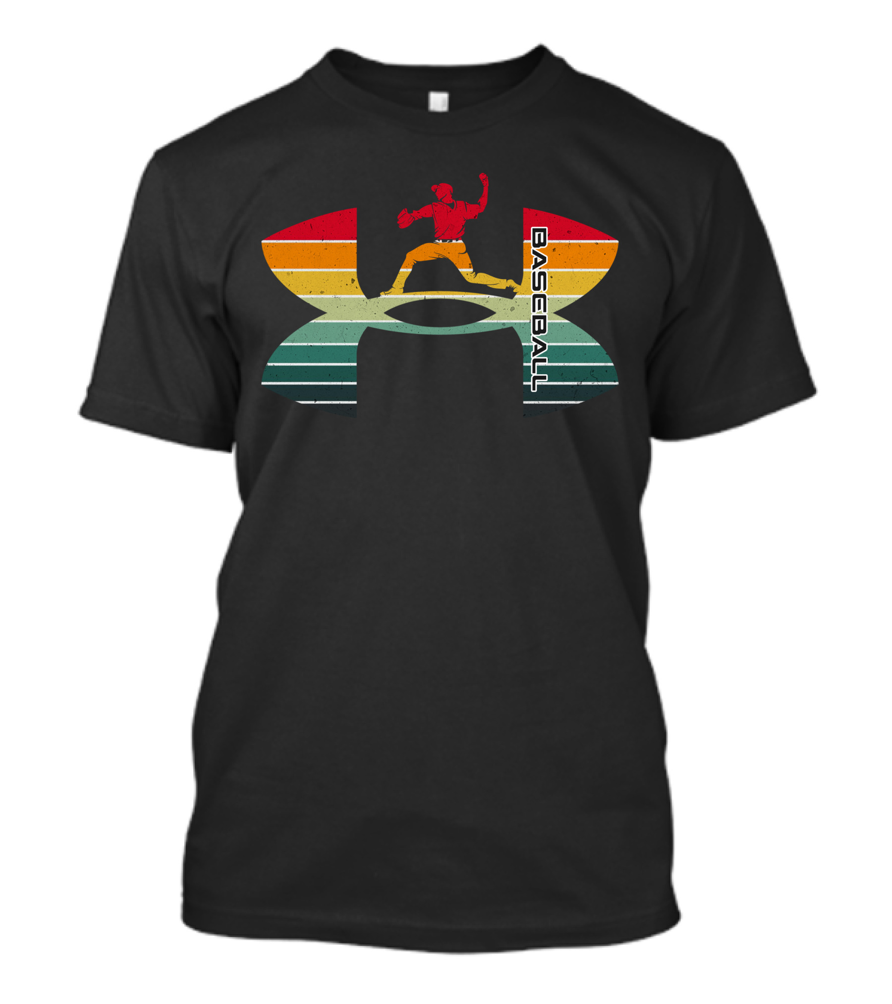 Under Armour Baseball Rainbow Pitcher Retro Vintage T-Shirt