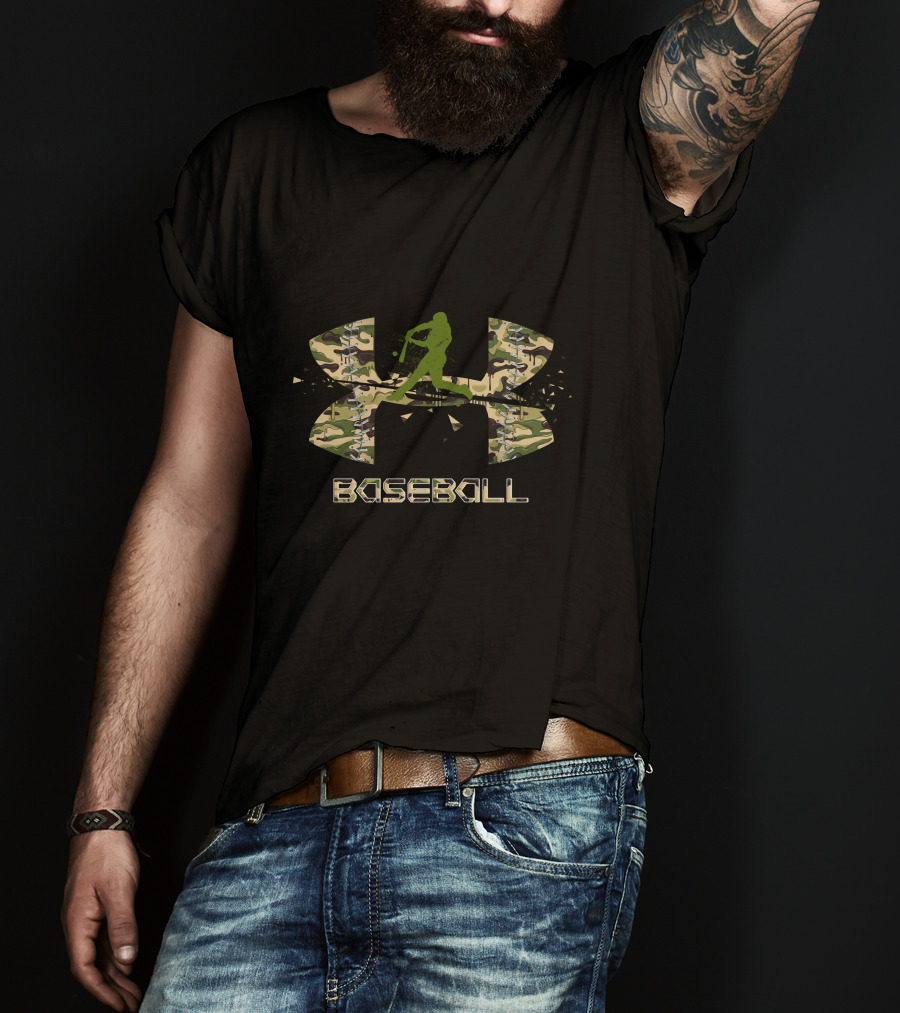 Bb241101 Baseball Camo Logo Batter Silhouette T-Shirt
