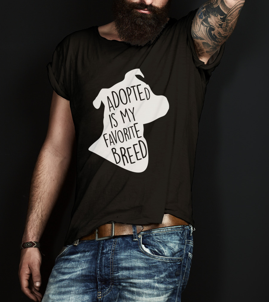 Adopted Is My Favorite Breed Dog Silhouette Outline T-Shirt
