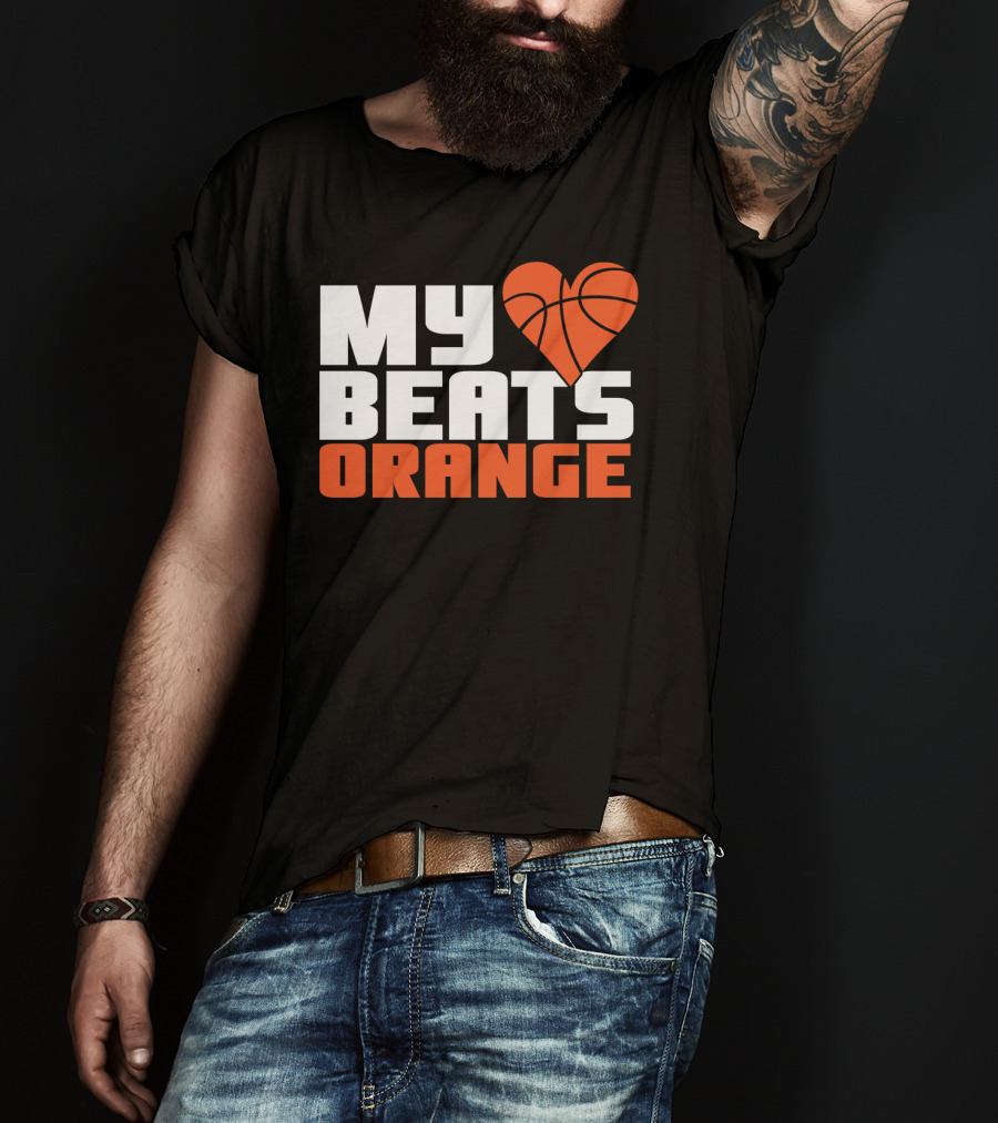 My Heart Beats Orange Basketball T-Shirt