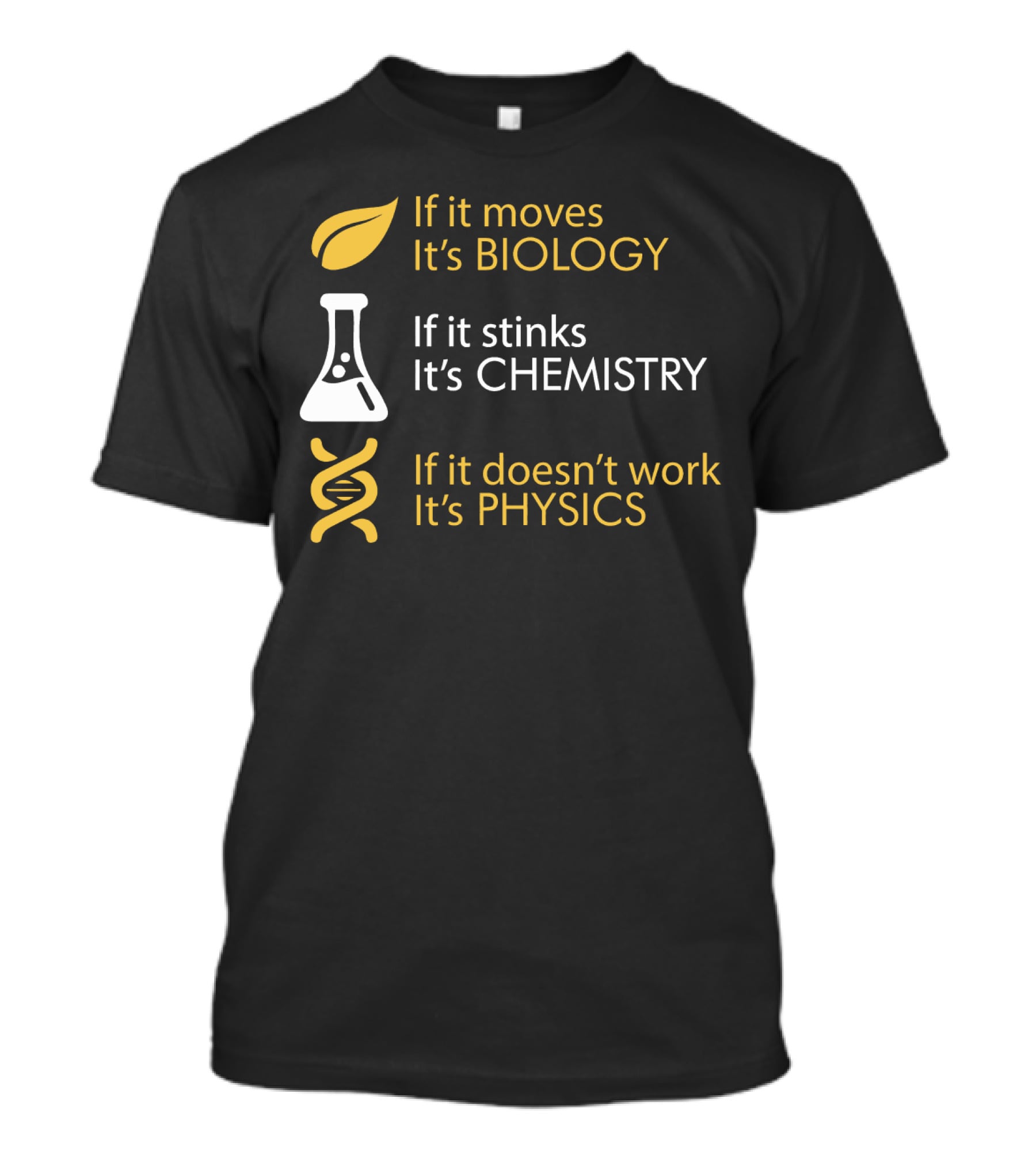 If It Moves It's Biology If It Stinks It's Chemistry If It Doesn't Work It's Physics T-Shirt