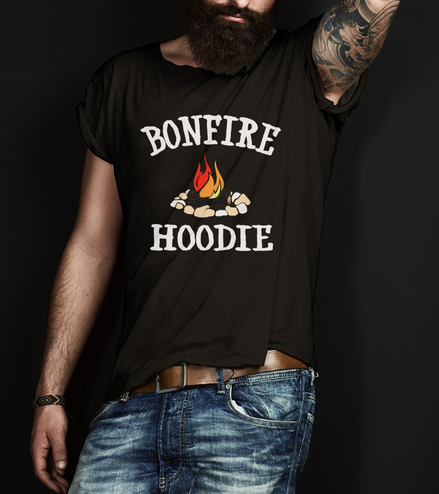 Bonfire Hoodie Campfire Rocks Fire Flames T-Shirt