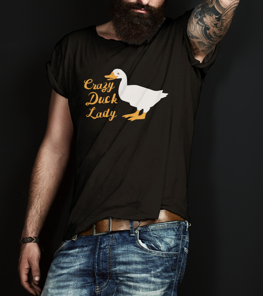 Crazy Duck Lady Whimsical White Duck T-Shirt