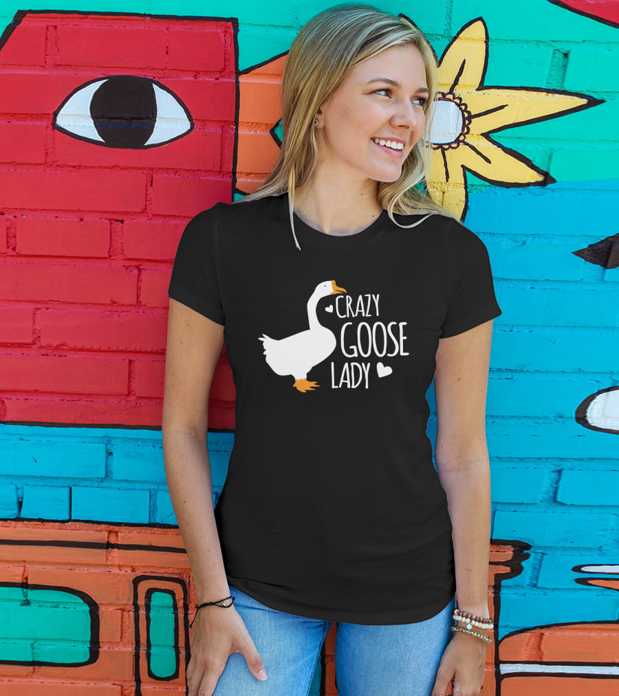 Crazy Goose Lady Heart Love T-Shirt