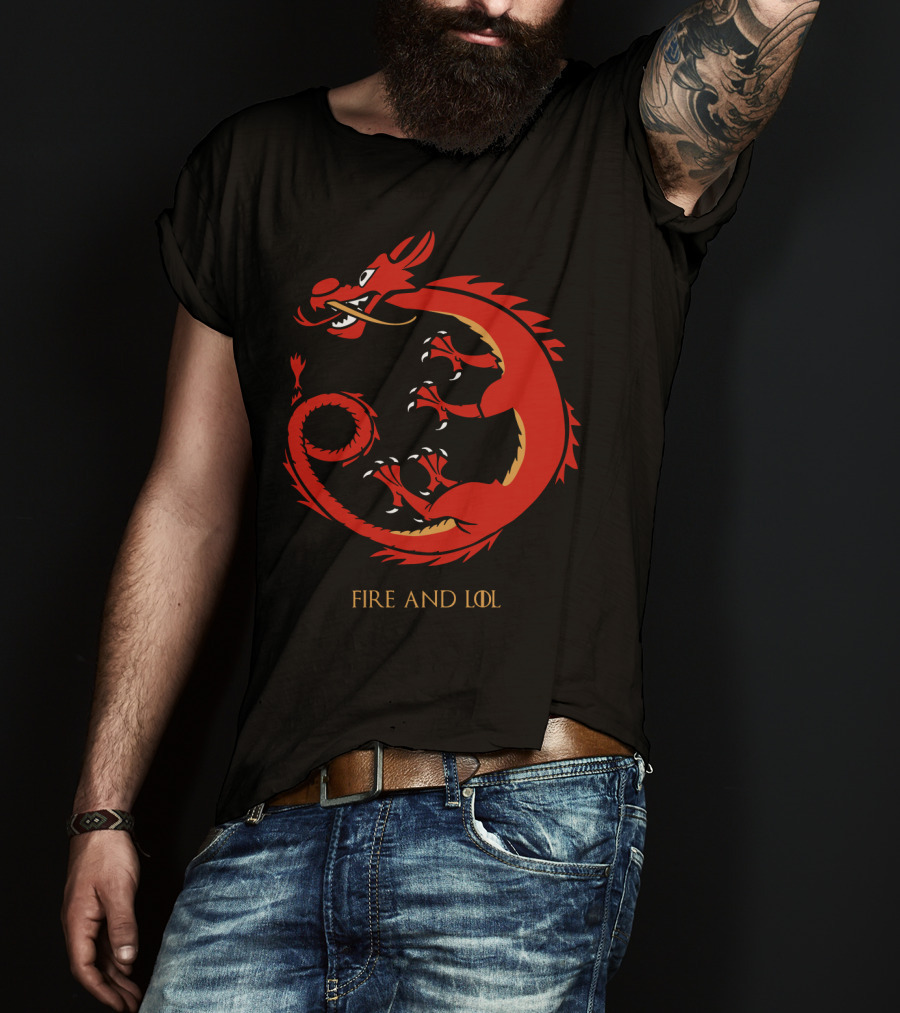 Fire And Lol Red Dragon Chinese T-Shirt