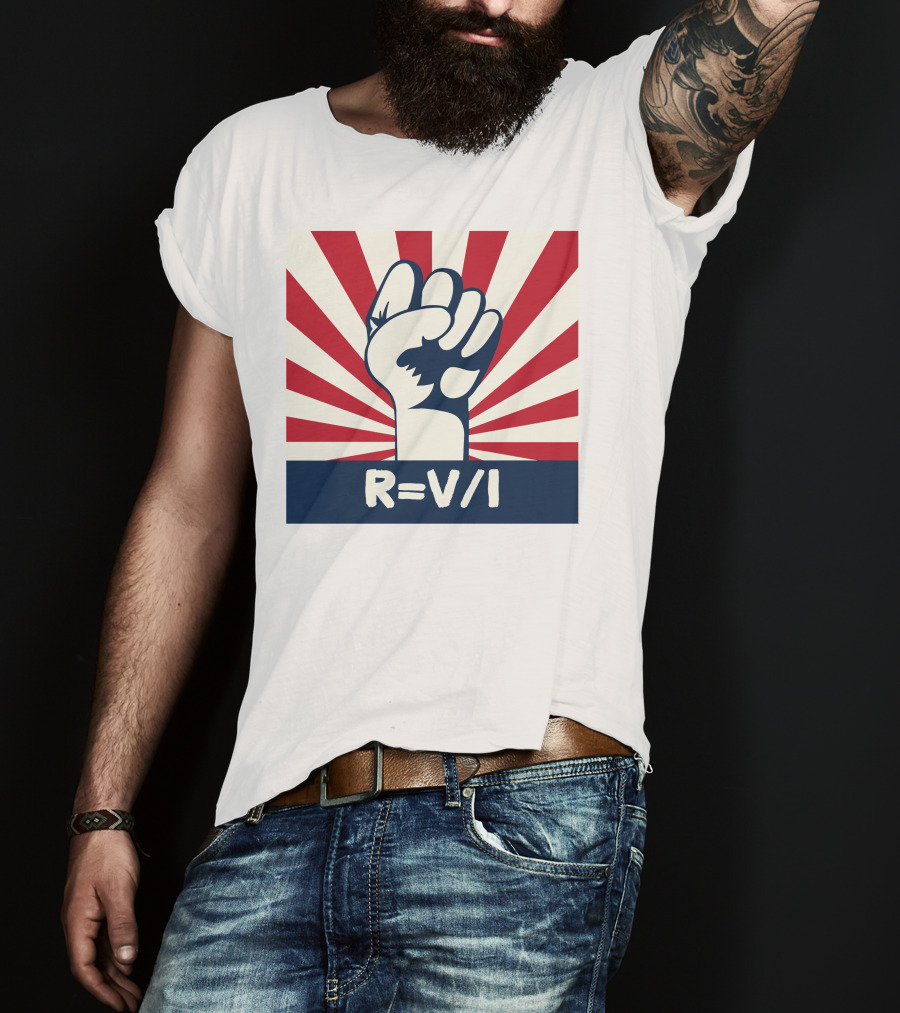 RESIST FIST R=V/I Ohm's Law Of Resistance Sunburst Fist T-Shirt