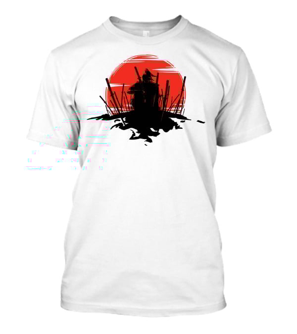 The End Of The Battle Samurai Silhouette Against Red Sun Rising T-Shirt