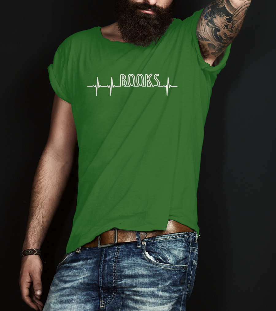 Books Heartbeat EKG Line T-Shirt