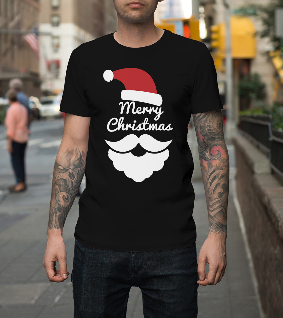 Merry Christmas Santa Hat And Beard T-Shirt