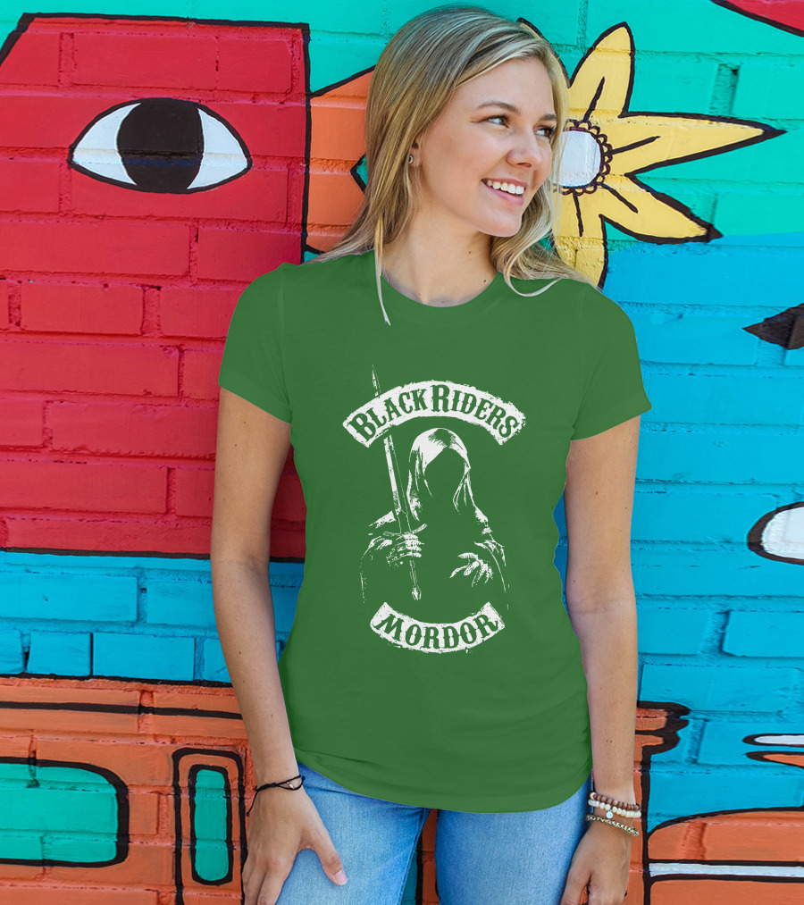 Black Riders Mordor Nazgûl Wraiths Sword Green Background T-Shirt