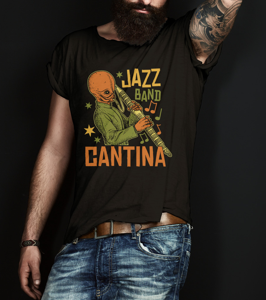Cantina Jazz Band Musician With Instrument And Musical Notes T-Shirt
