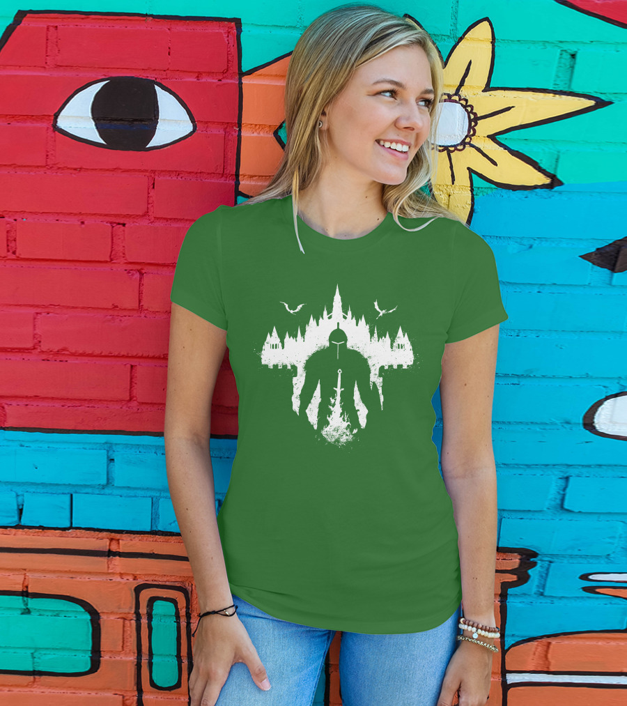 Warrior Soul Medieval Knight Silhouette With Sword And Castle In Background T-Shirt
