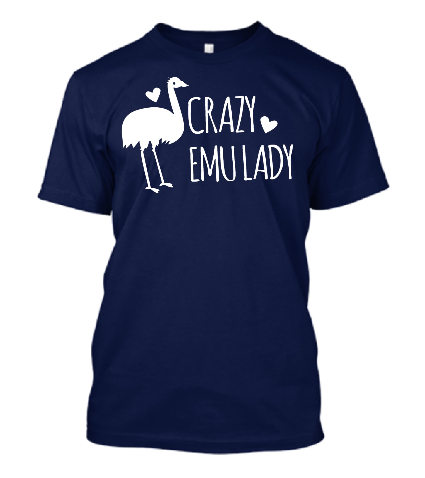 Crazy Emu Lady Emu Illustration With Hearts T-Shirt