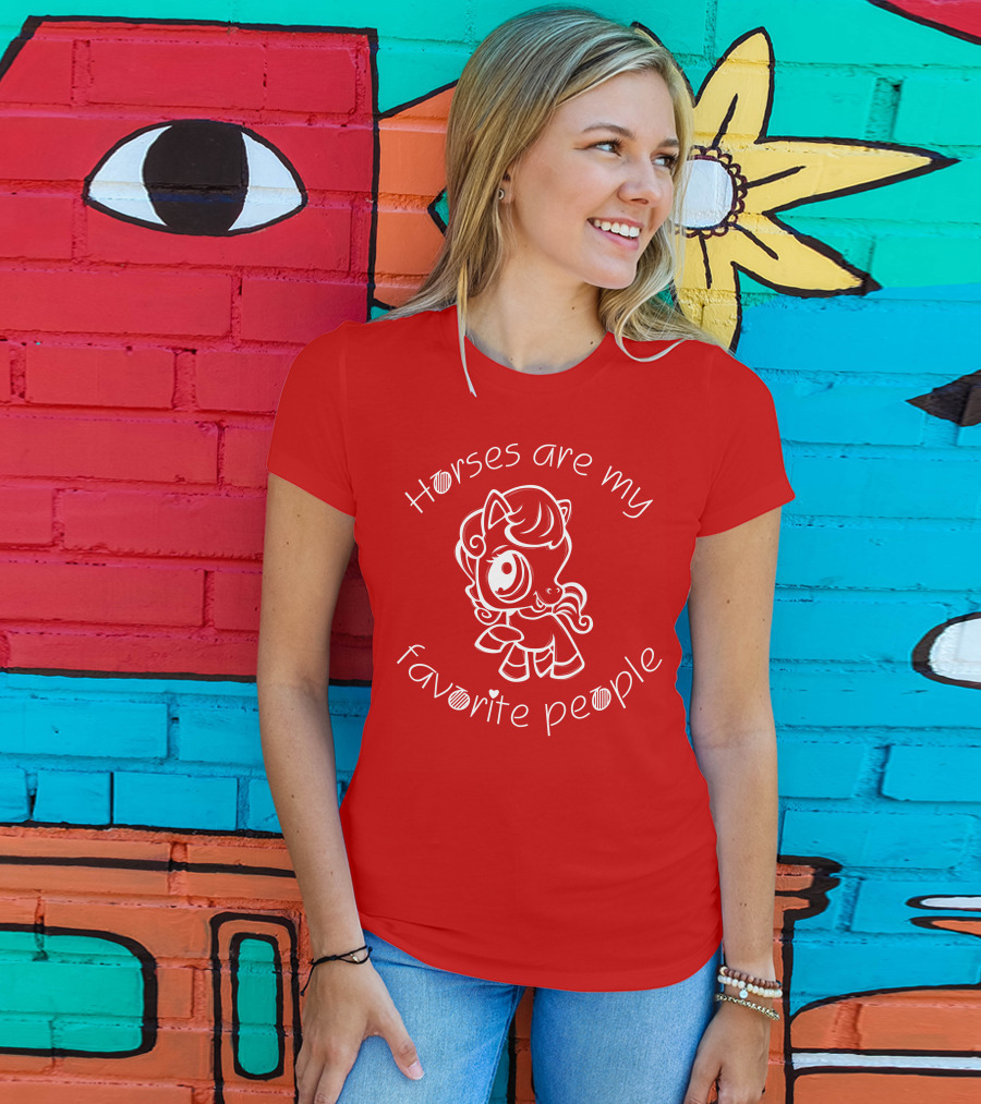 Horses Are My Favorite People Cute Cartoon T-Shirt