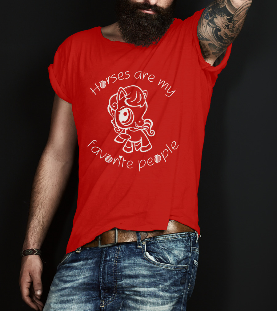 Horses Are My Favorite People Cute Cartoon T-Shirt