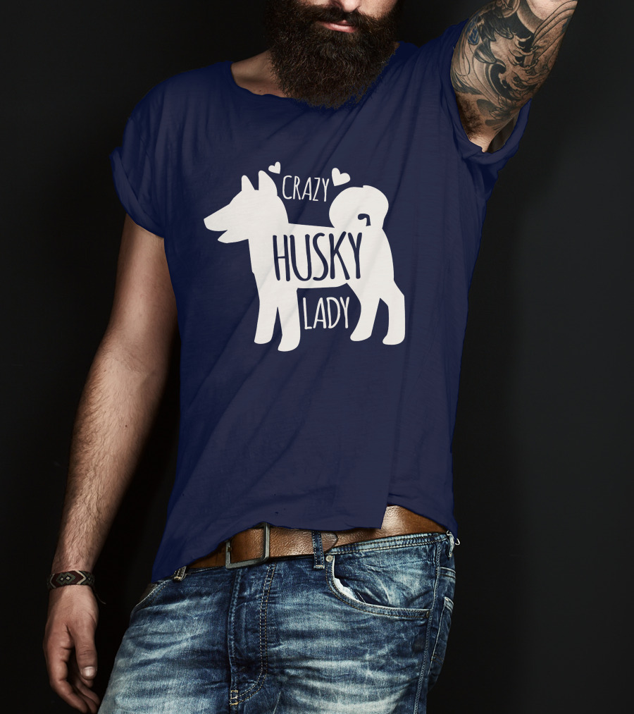 Crazy Husky Lady With Hearts Dog T-Shirt