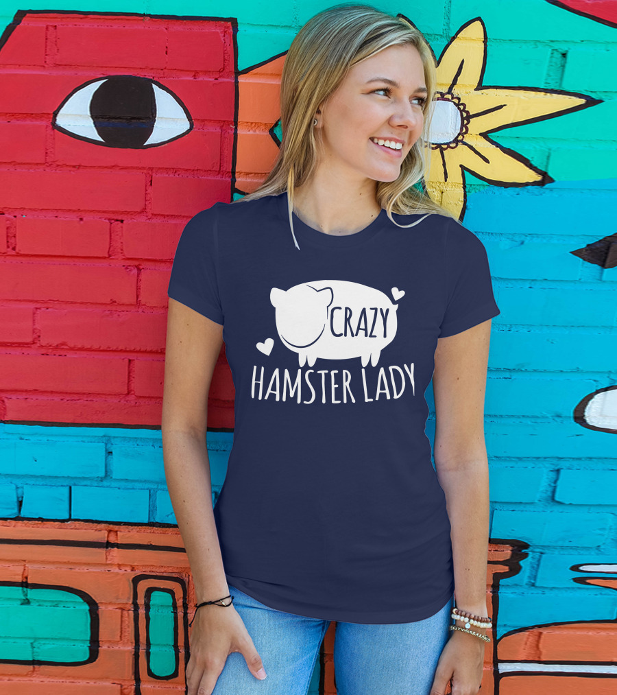 Crazy Hamster Lady With Hearts T-Shirt