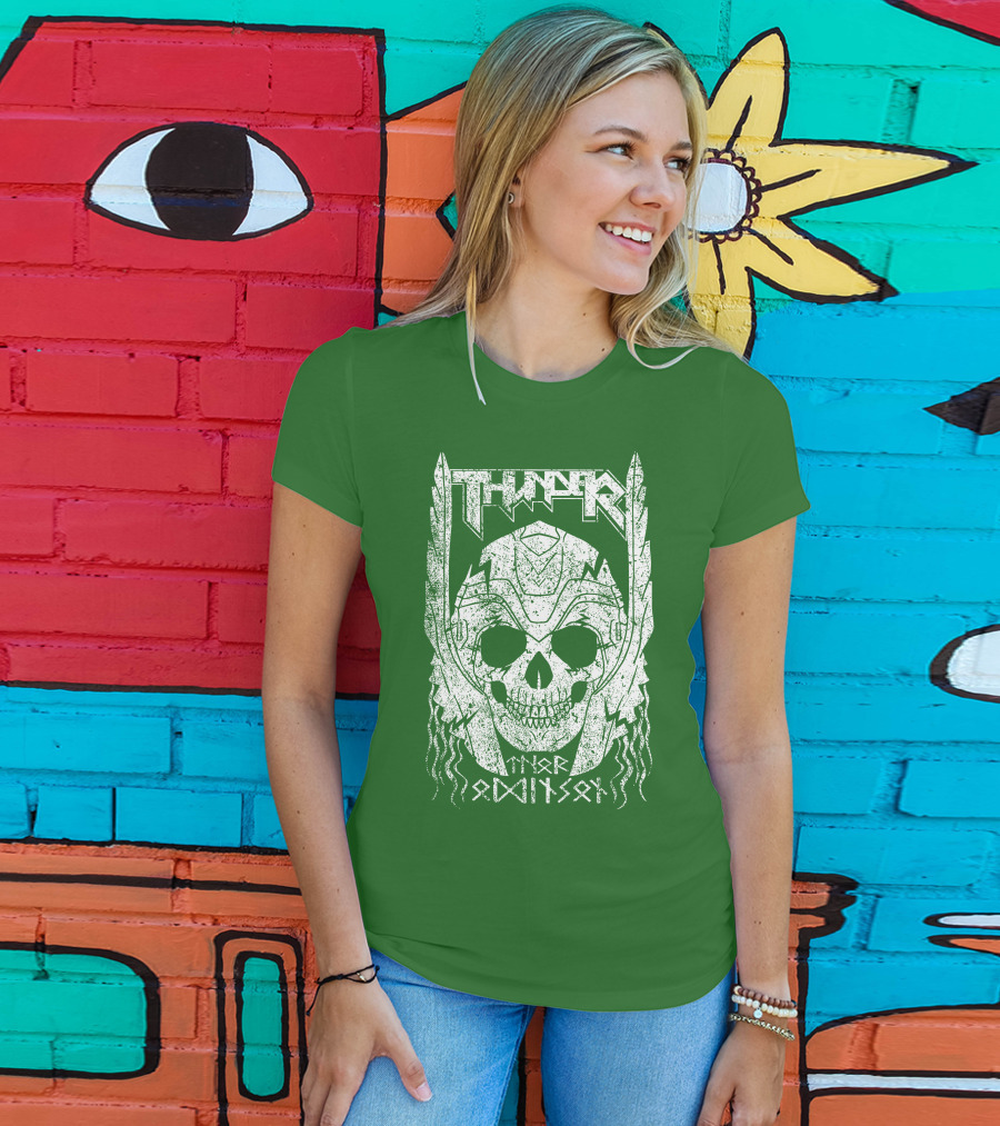 THUNDER Thor Odin Son Skull T-Shirt