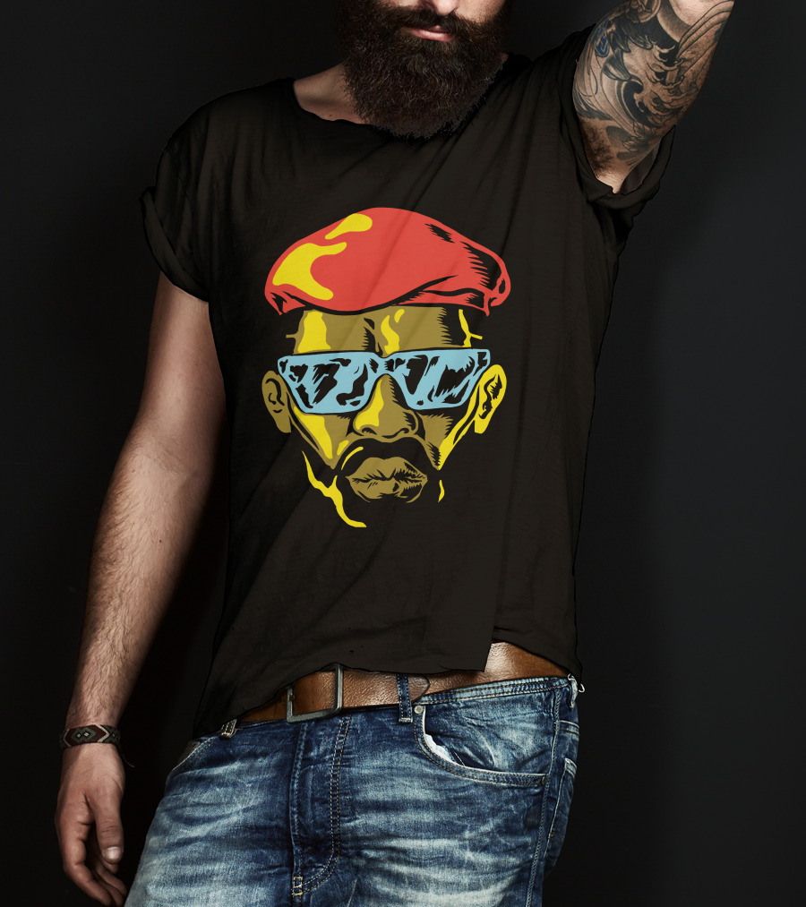 Gangsta Cool Shades Red Beret Face T-Shirt