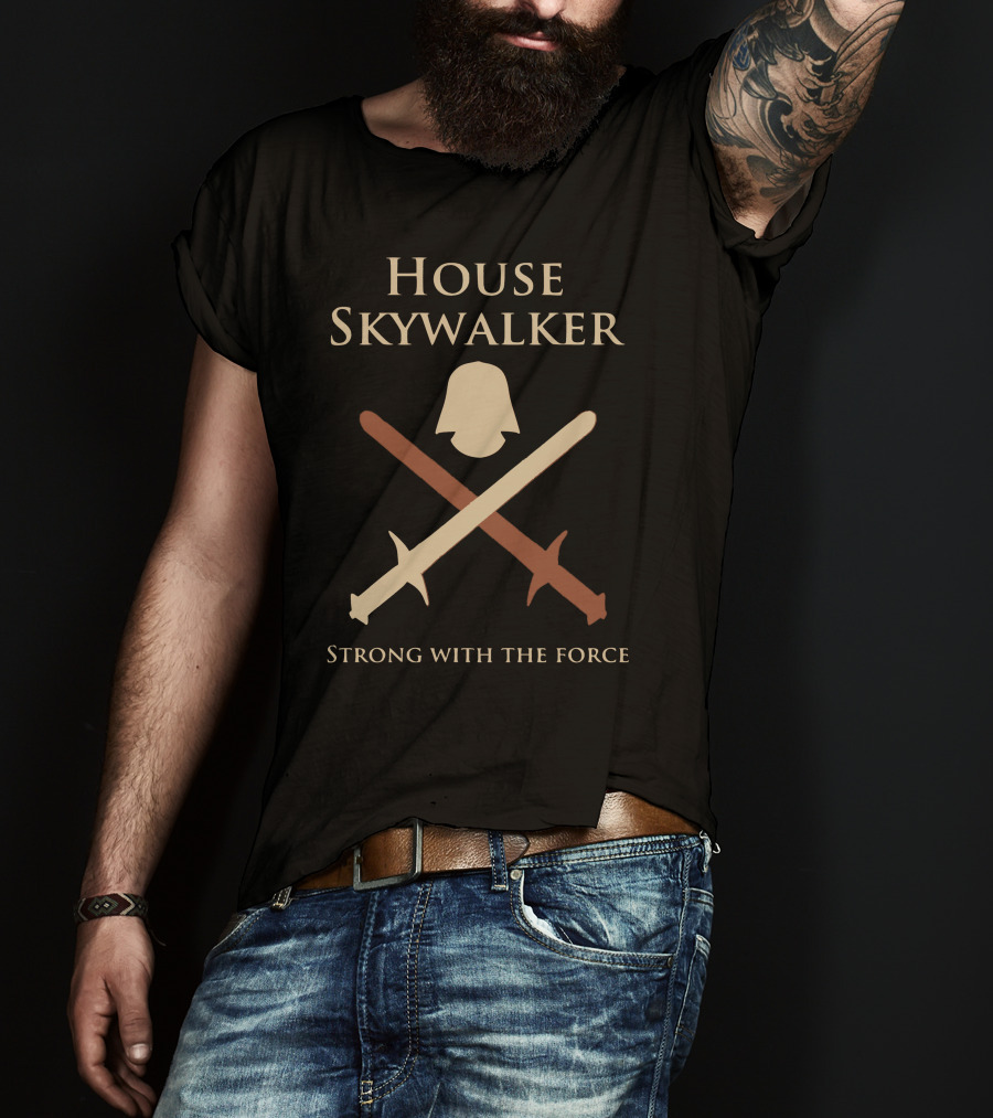 House Skywalker Strong With The Force Lightsaber Helmet Emblem T-Shirt