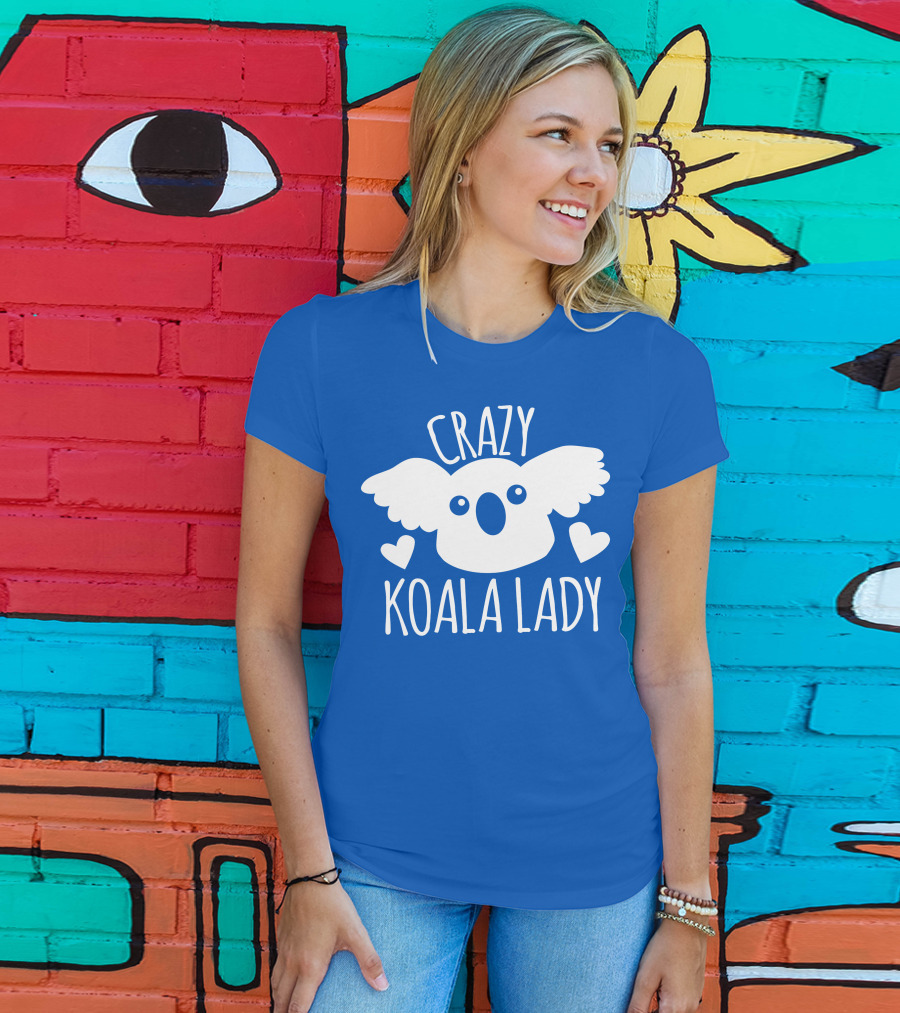 Crazy Koala Lady Cute Heart Accents T-Shirt