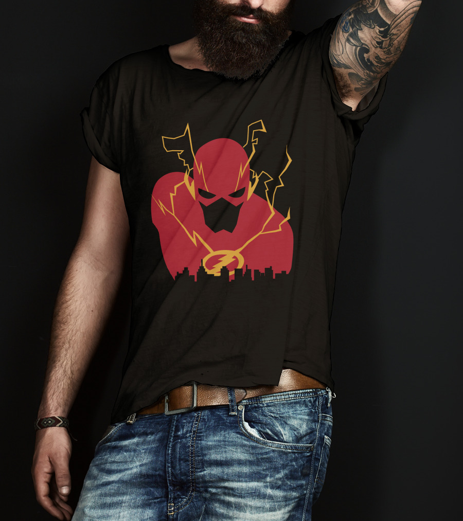 I Protect This City Flash Inspired Lightning Hero Skyline T-Shirt