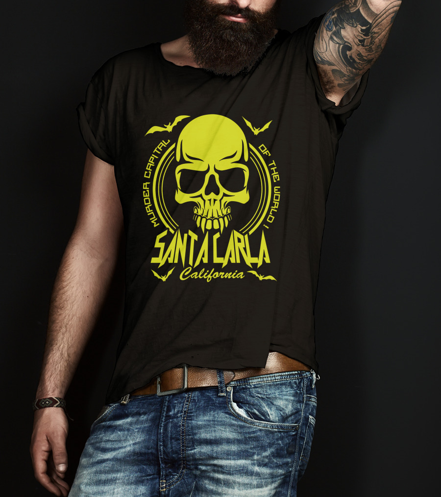 Santa Carla California Murder Capital Of The World Skull Bats T-Shirt