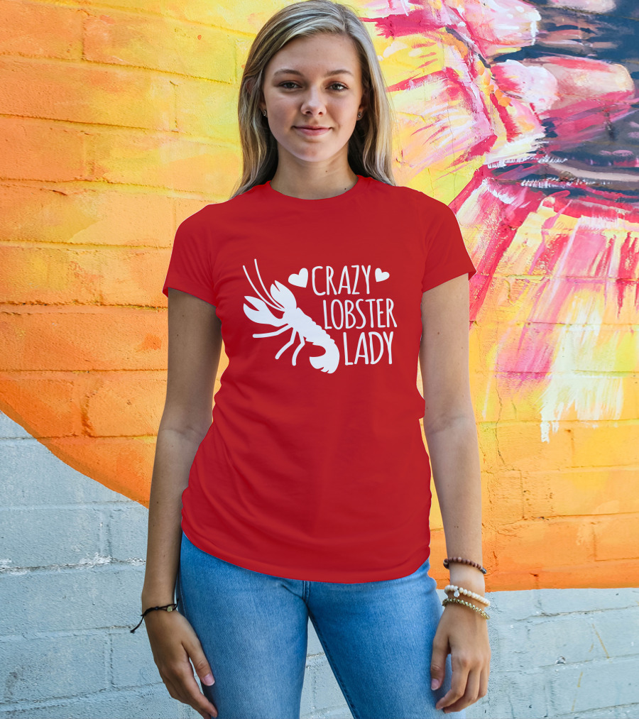Crazy Lobster Lady With Hearts T-Shirt