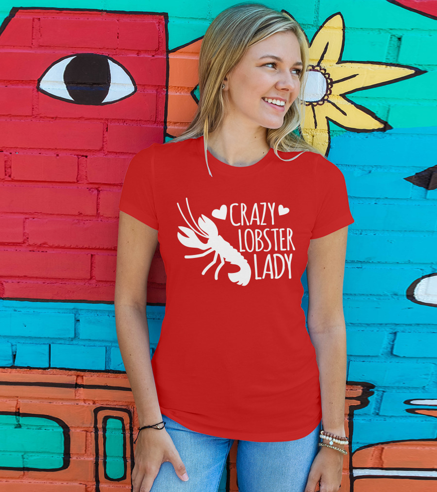 Crazy Lobster Lady With Hearts T-Shirt