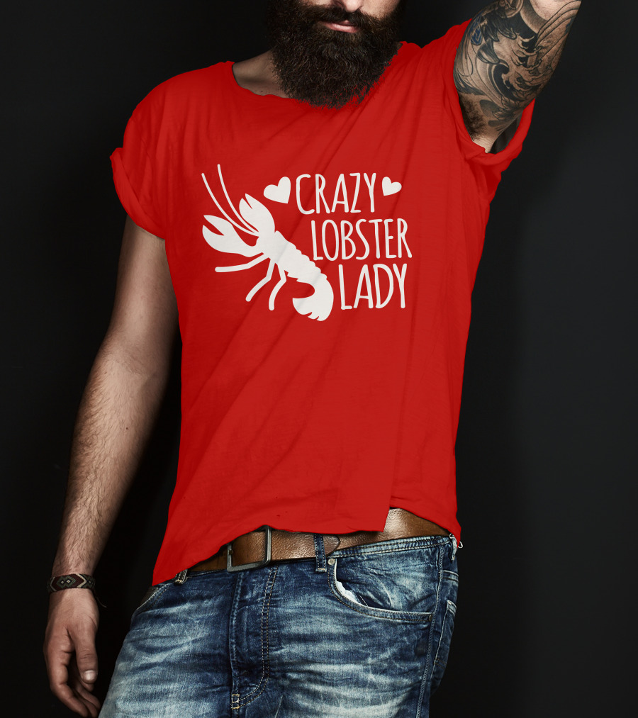 Crazy Lobster Lady With Hearts T-Shirt
