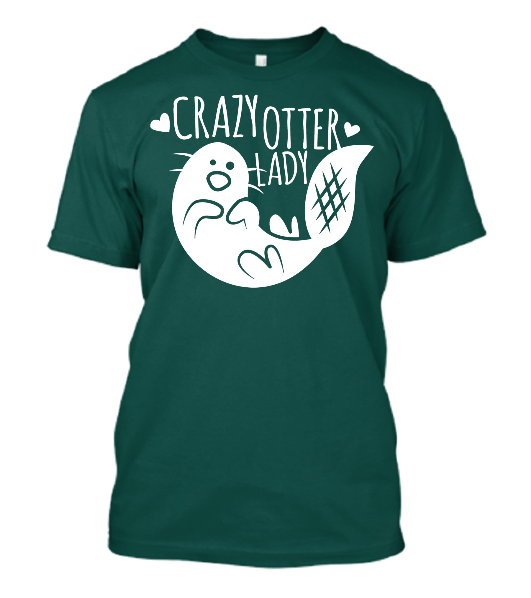 Crazy Otter Lady With Heart Accents T-Shirt