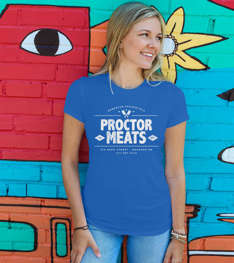 BARBECUE FAVOURITE'S PROCTOR MEATS 313 SABO STREET BANSHEE PA 717-787-2122 1967 WORN LOOK T-Shirt