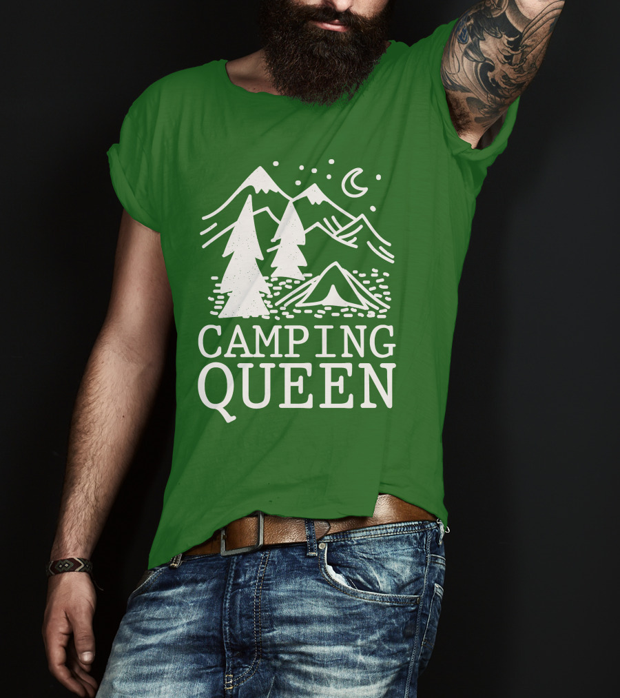 Camping Queen Mountain Tent Moon Forest Adventure T-Shirt