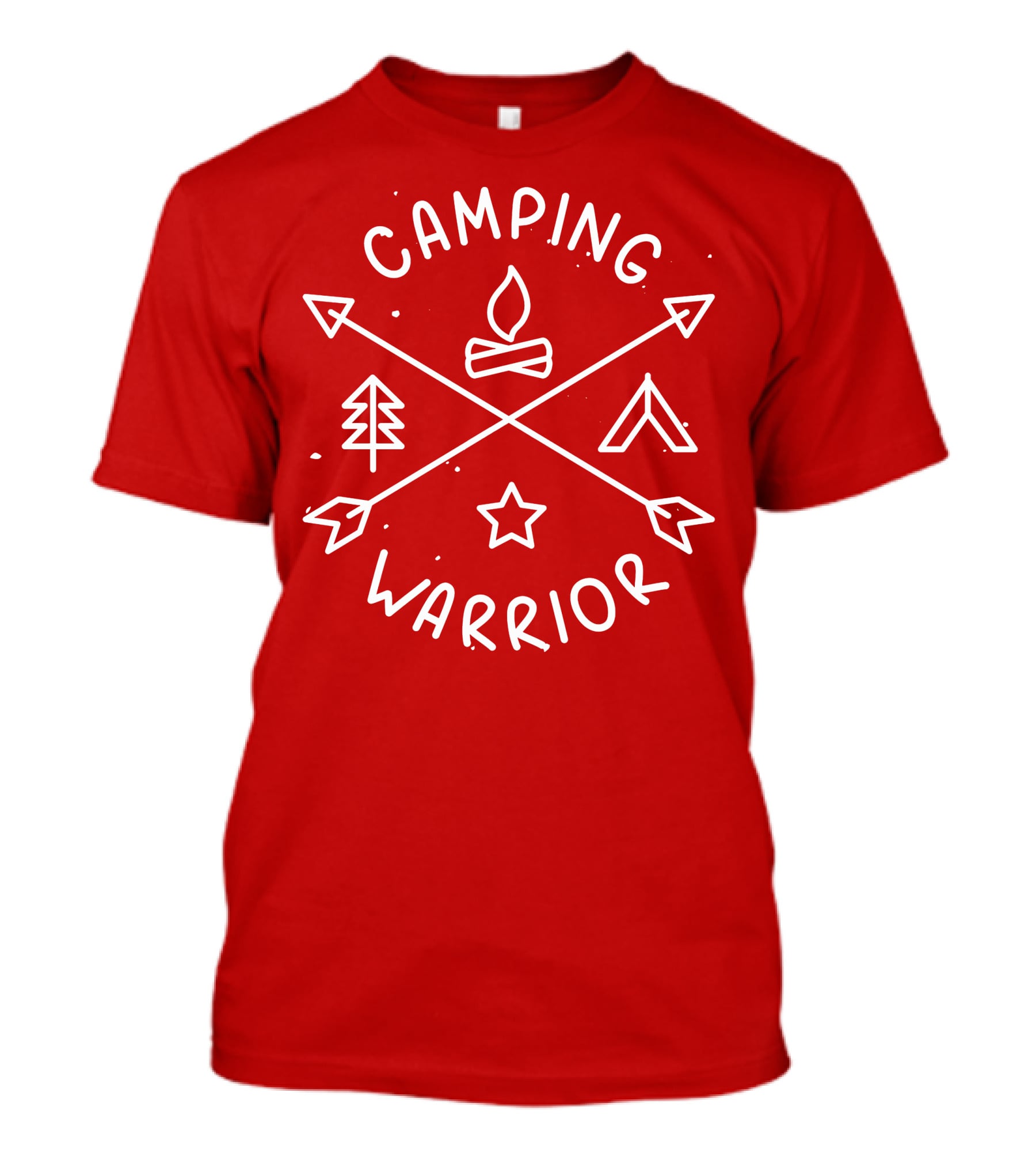Camping Warrior Arrows Fire Tent Tree Star T-Shirt