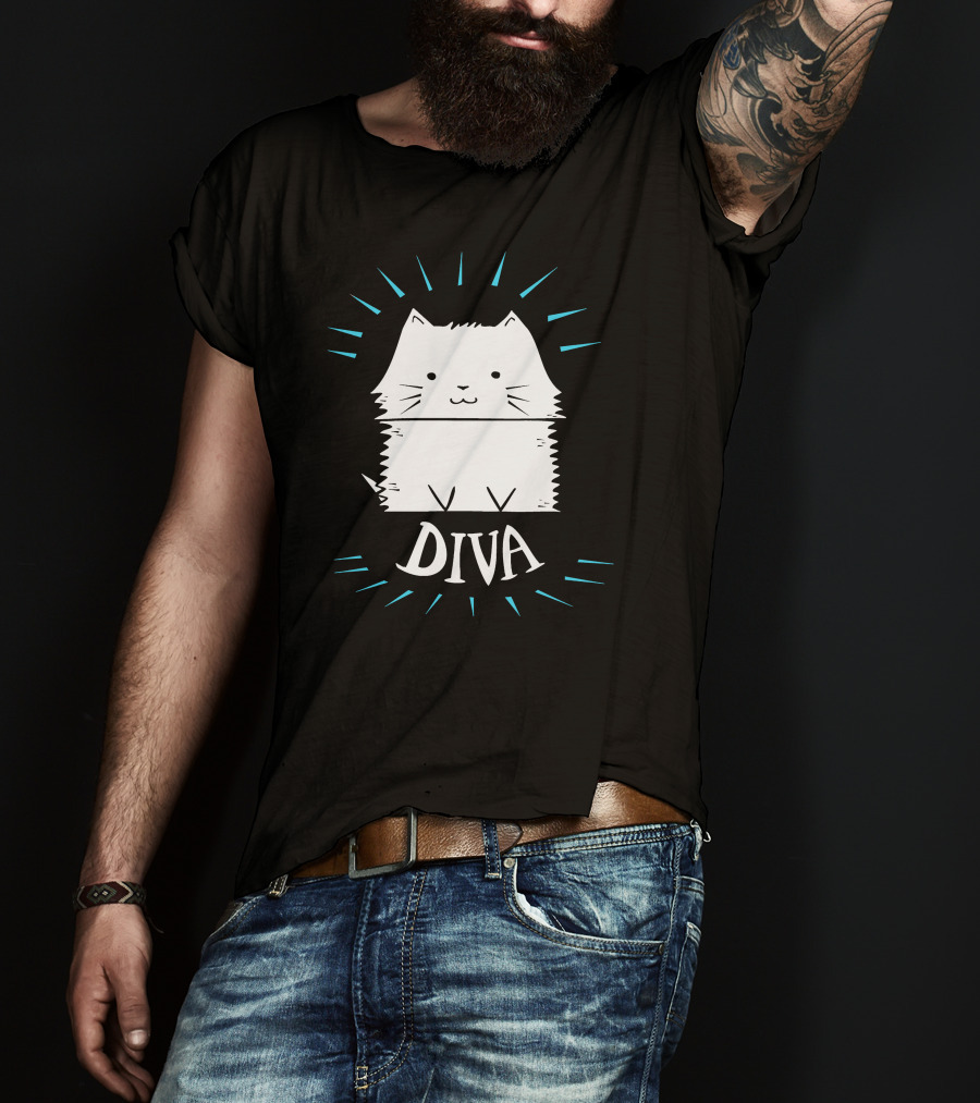 Cat Diva Cute Whiskered Feline T-Shirt