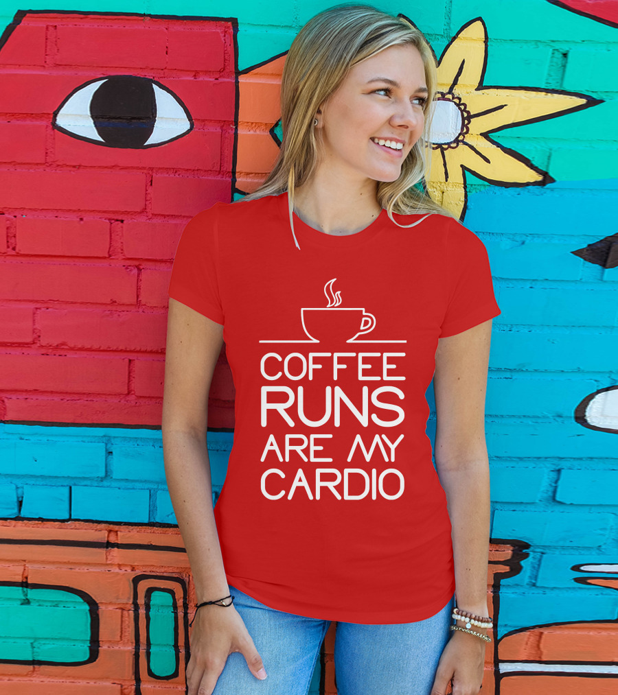 Coffee Runs Are My Cardio Cup Icon T-Shirt