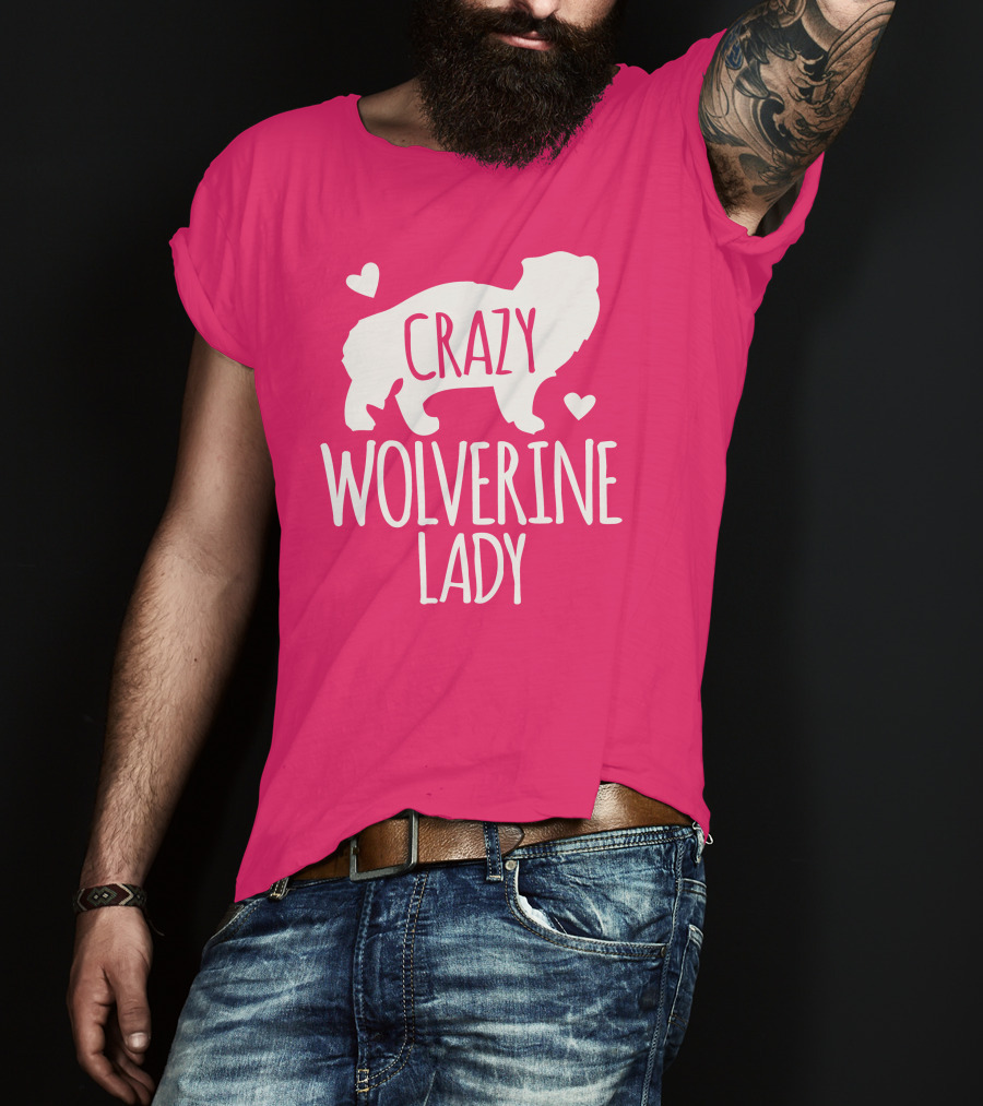 Crazy Wolverine Lady Silhouette With Hearts T-Shirt