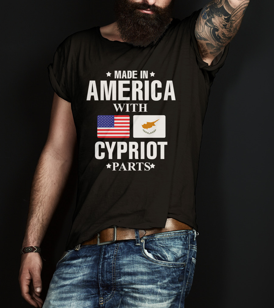 Made In America With Cypriot Parts USA Cyprus Flags T-Shirt