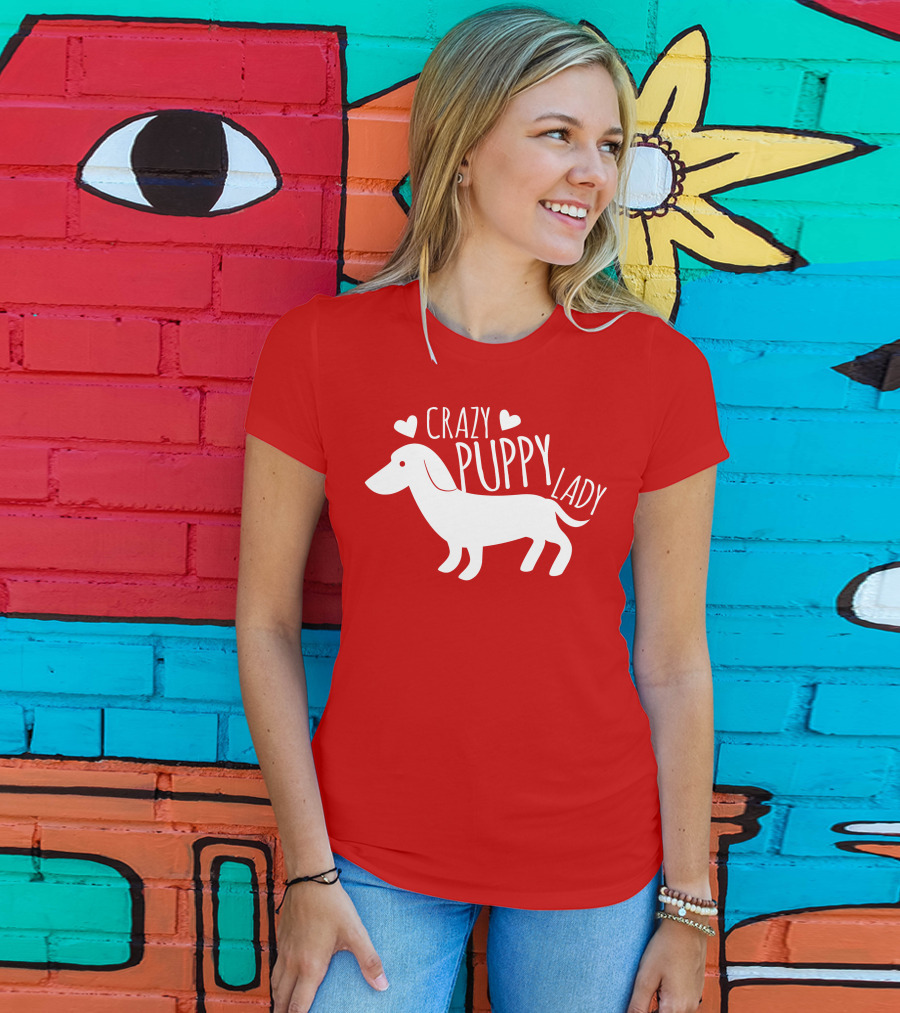CRAZY PUPPY LADY Dachshund Heart T-Shirt