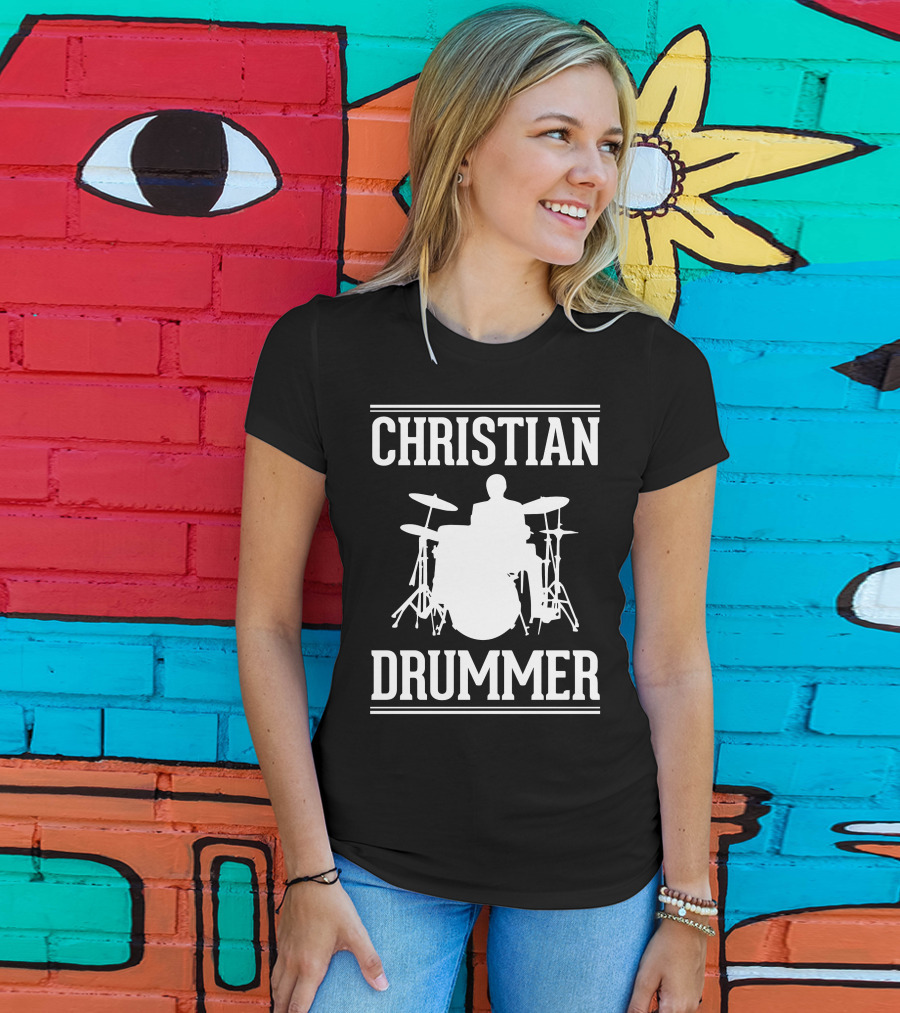 Christian Drummer Silhouette With Drum Set T-Shirt