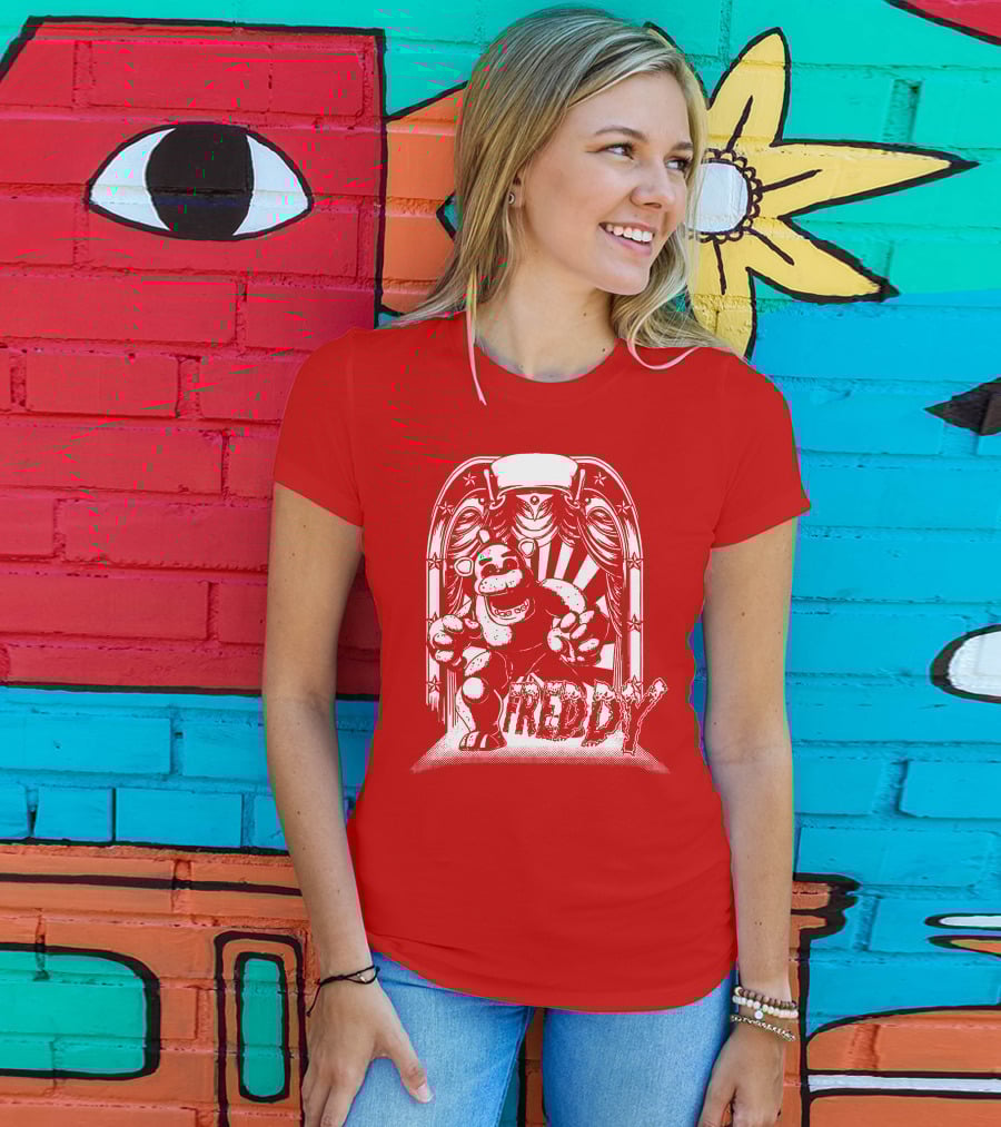 Freddy Fazbear Curtain Stage Retro Archway-style T-Shirt