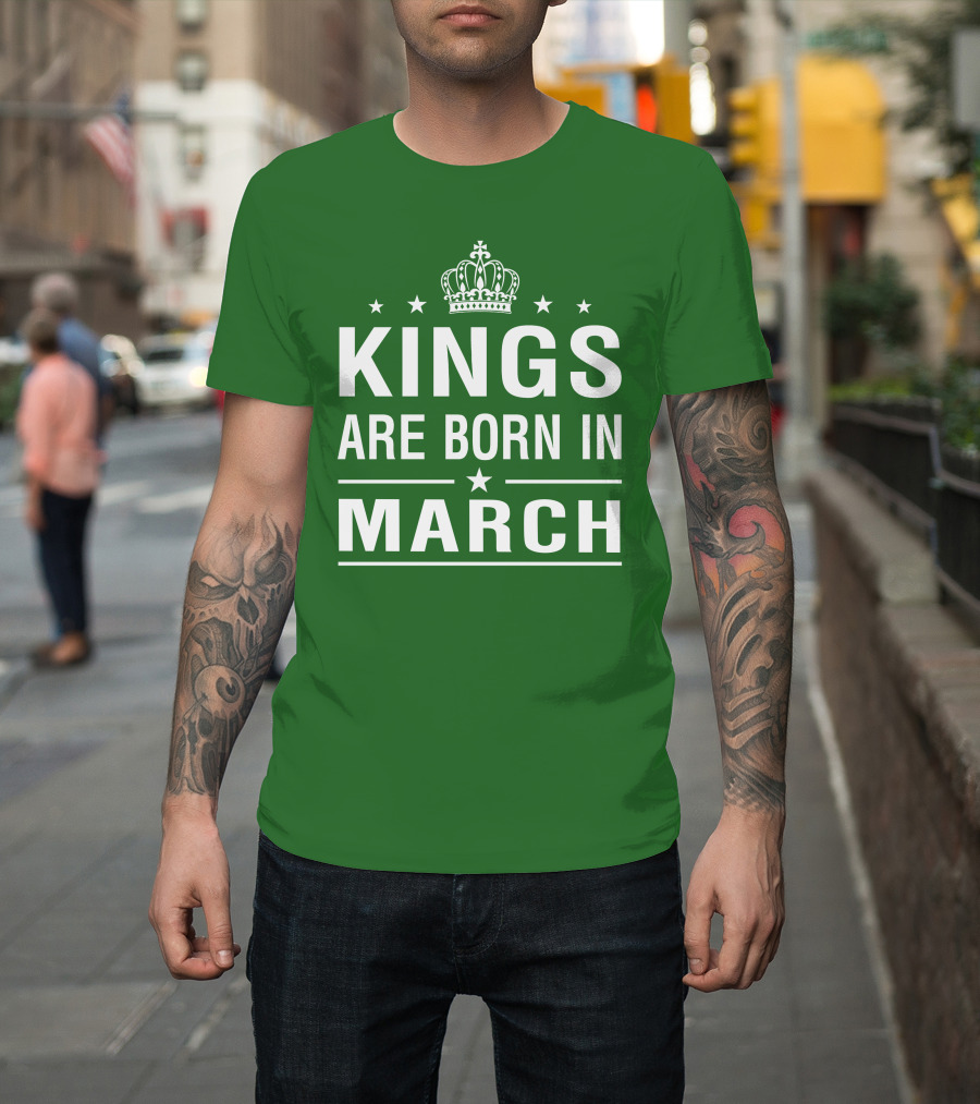 Kings Are Born In March Crown Icons T-Shirt