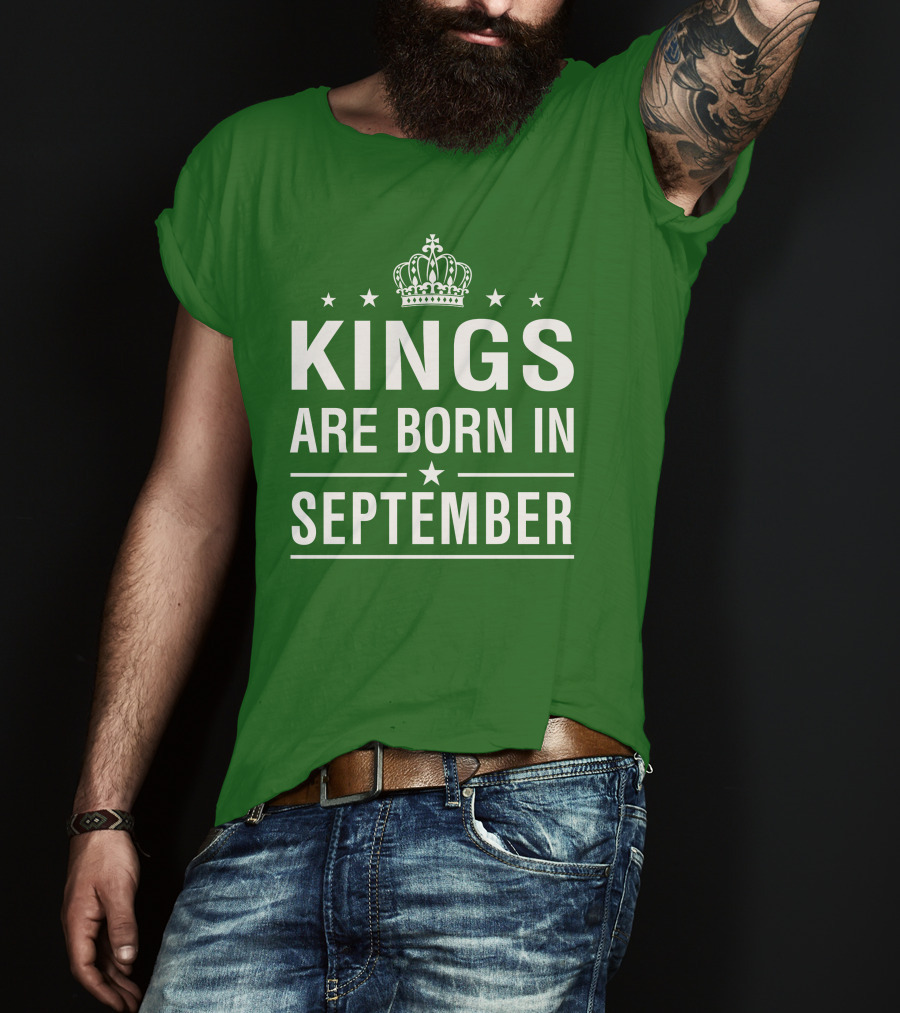 Kings Are Born In September Crown And Stars T-Shirt