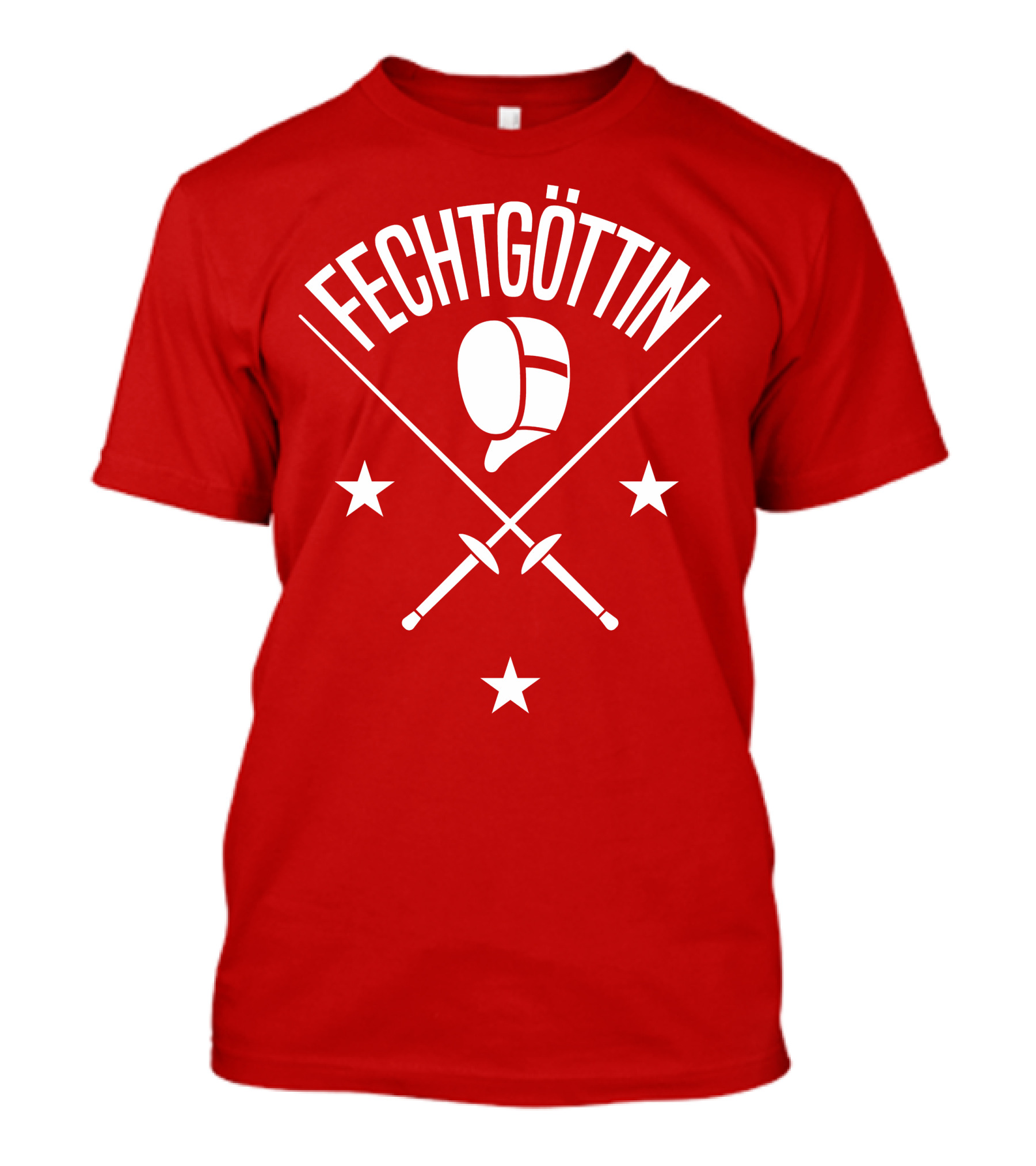 Fechtgöttin Fencing Helmet And Crossed Swords With Stars T-Shirt